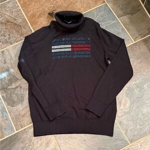 NWT Tommy Hilfiger Black Turtleneck Sweater with Flag Design